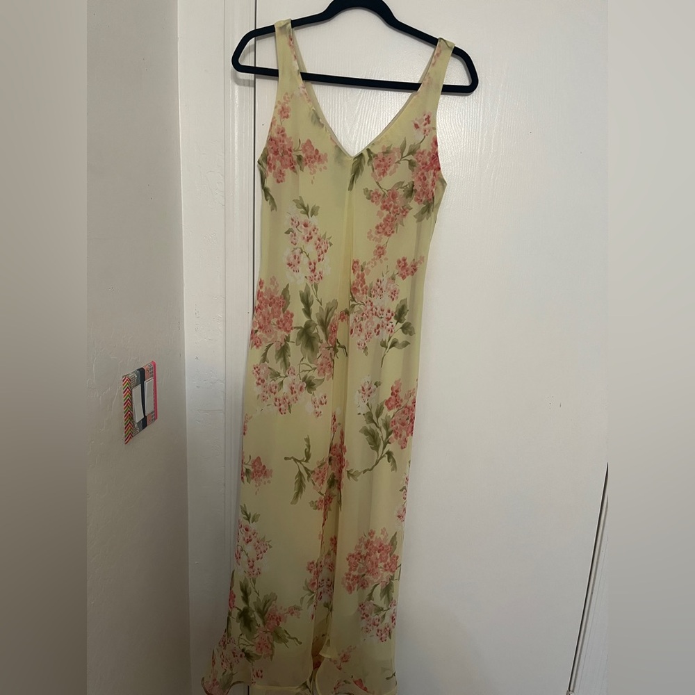 Yellow long formal maxi dress with flowers wedding guest Positive attitude 12